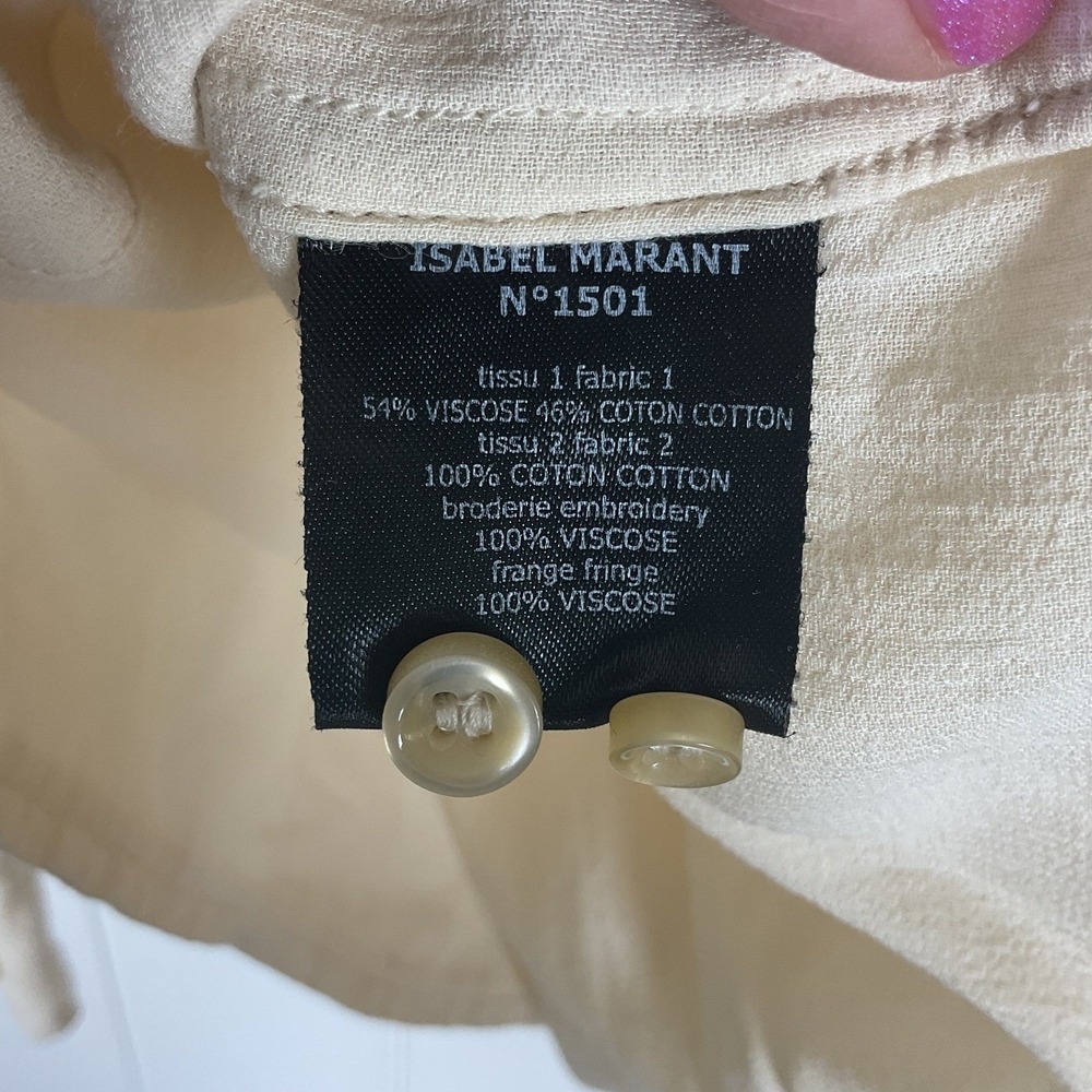 Isabel Marant Etoile Women's Creme Tunic Boho Shift Embroidered Dress Size EU 40 - Picture 9 of 9